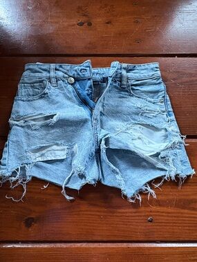 American Eagle Light Blue Distressed Denim Shorts